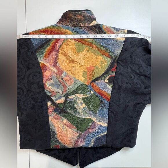 VTG Tzeadle Pasadena Tapestry Art To Wear Cropped Jacket Open Front Size P - Picture 13 of 15